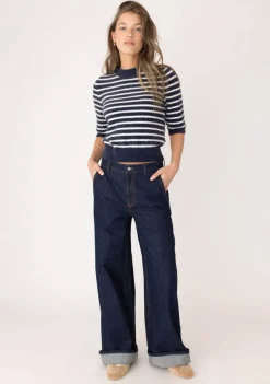 Truien>ANNA BLUE TRUI KORTE MOUW Blauw