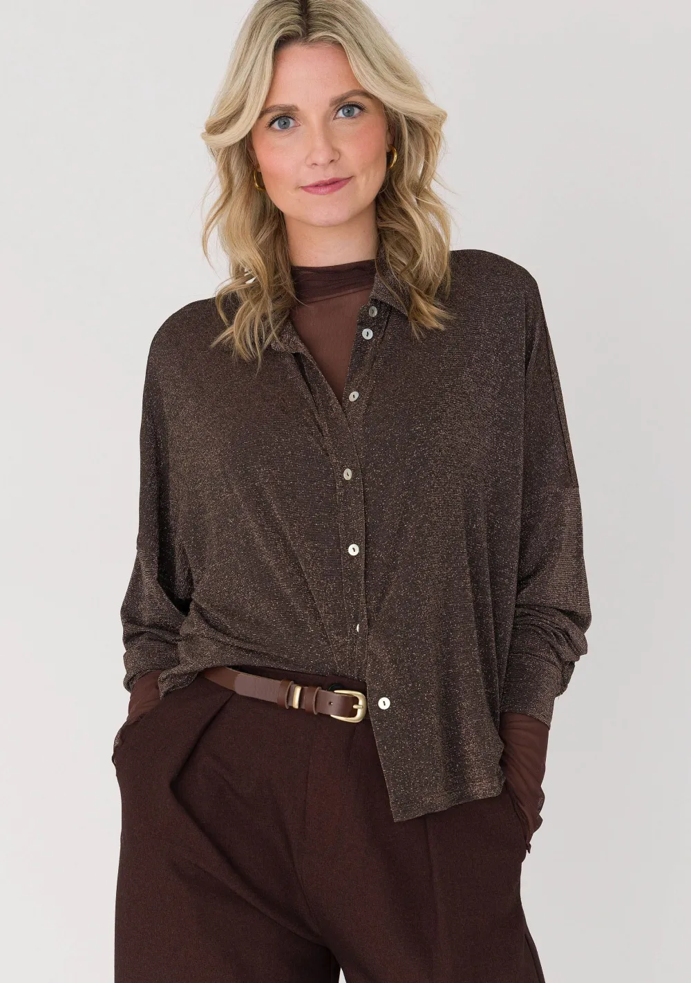 Blouses>ANNA VAN TOOR BLOUSE Bruin