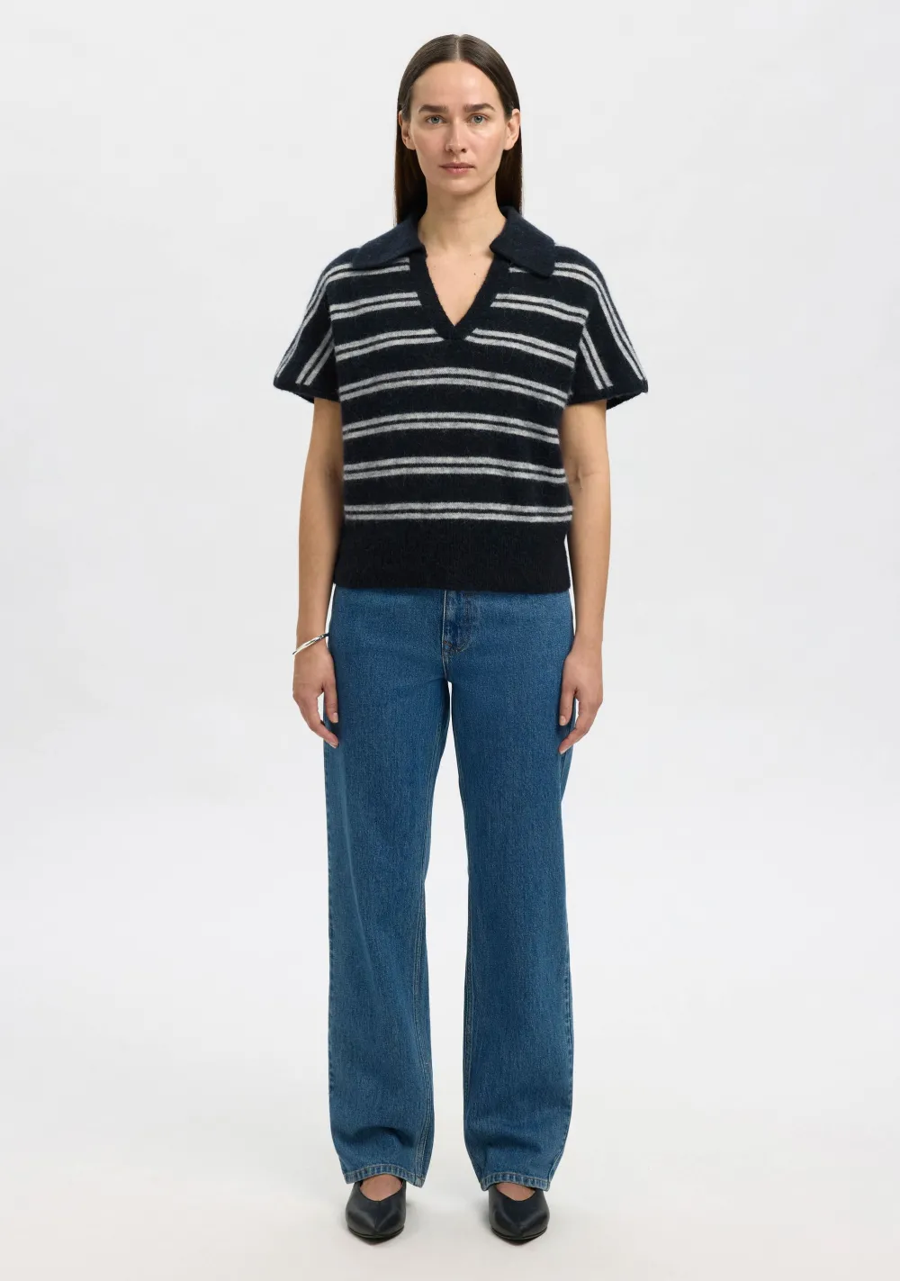 Truien>SELECTED FEMME TRUI KORTE MOUW Blauw